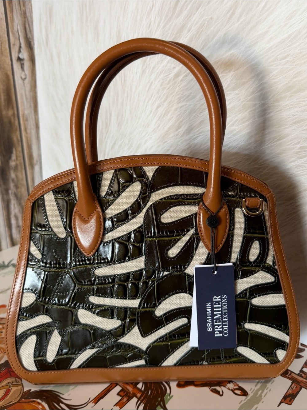 FIRM Brahmin Rosetta Cacti Green Abrigado Leather NWT $445 - Picture 11 of 16